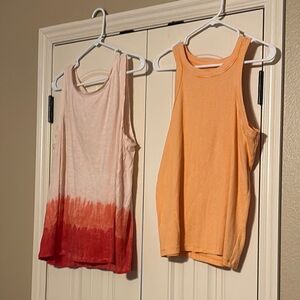 LOFT Orange and Red Ombre Tank Tops
